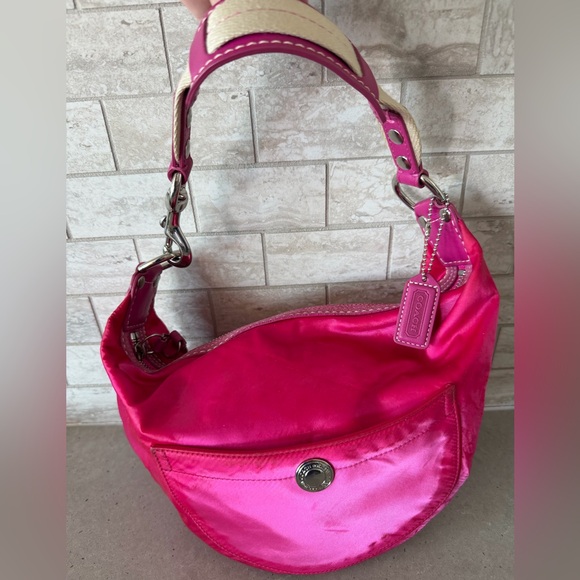 Rare Coach Y2K Fuchsia satin Shoulder Bag - Picture 3 of 16